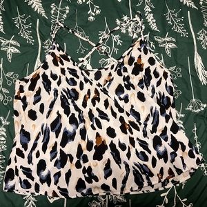 3X Women's Animal Print Tank Top With Cross Straps